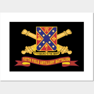 107th Field Artillery Battalion - DUI w Br - Ribbon X 300 Posters and Art